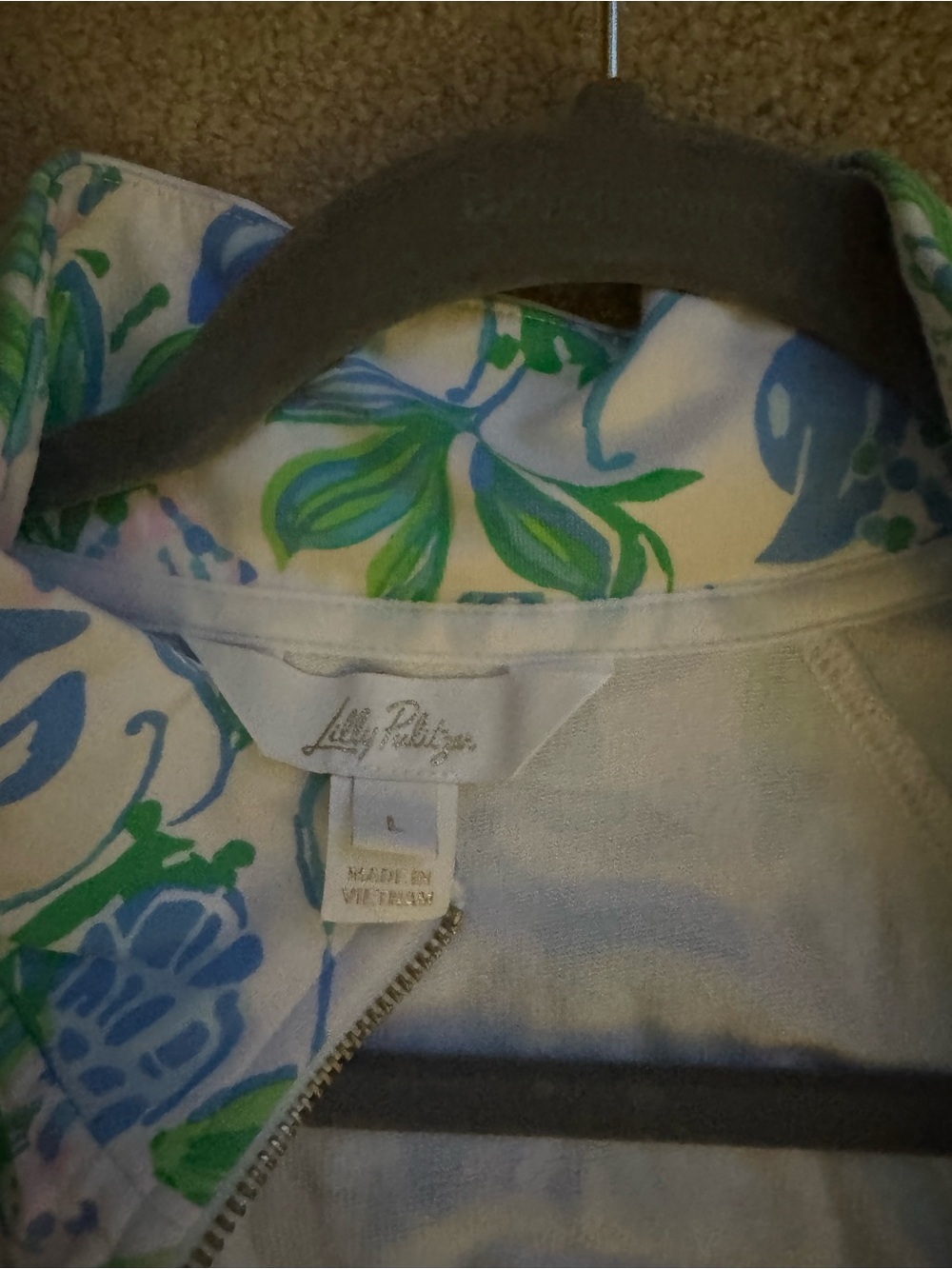Lilly Pulitzer White Zip-Front popover. Size large. - Picture 4 of 4